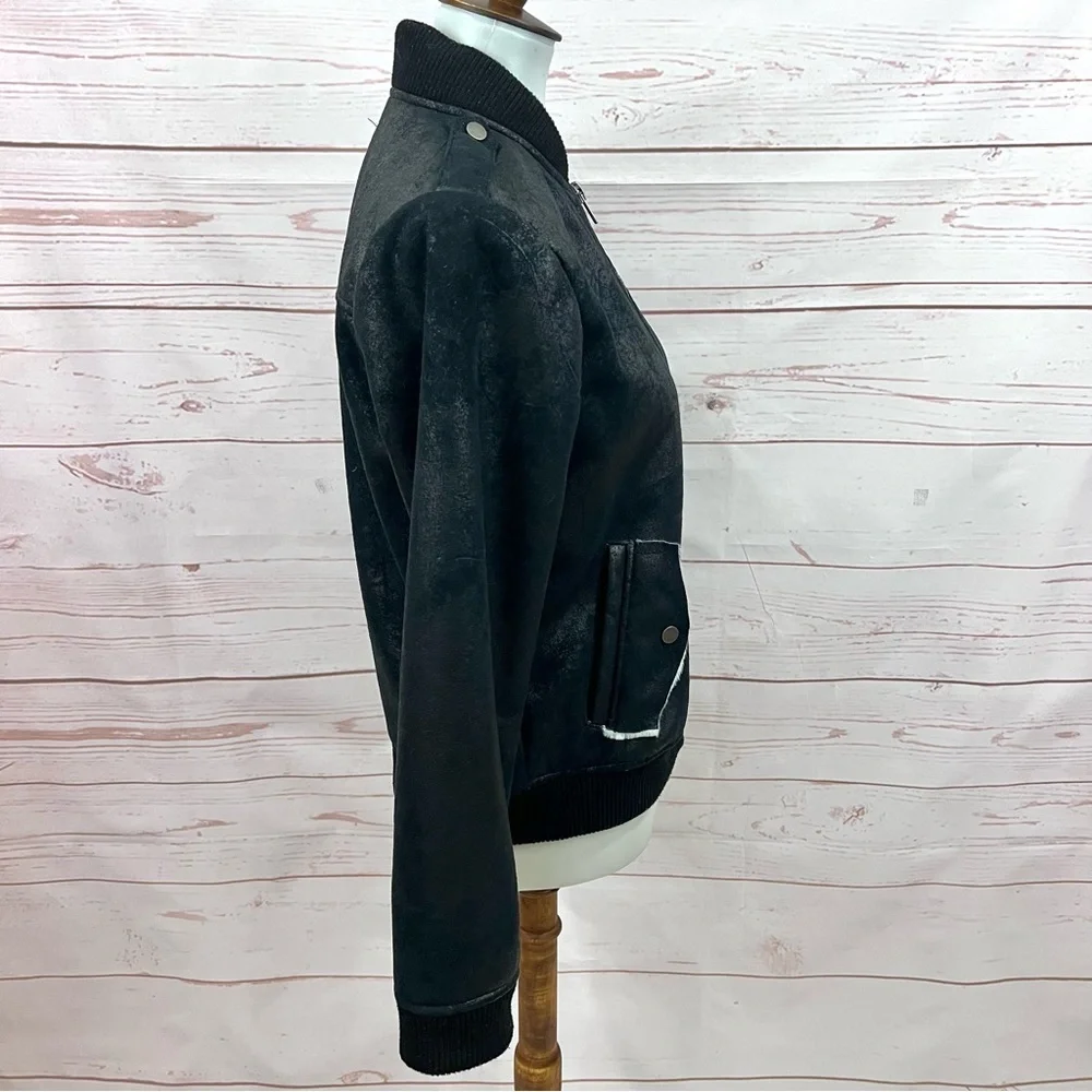 Chaser Plush Shearling Sherpa Lined Faux Leather Cozy Bomber Jacket